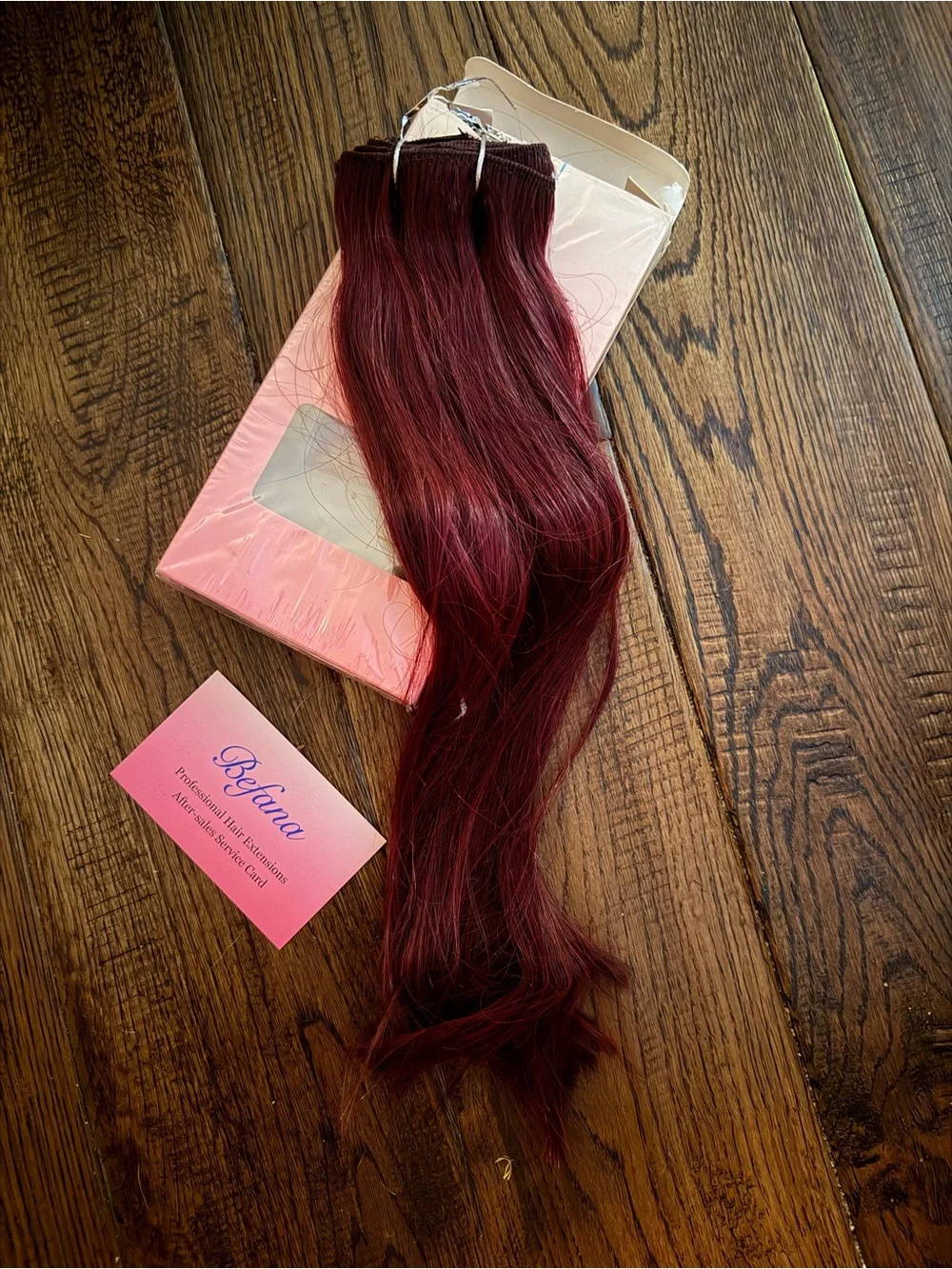NWT Befana 100% Remy Human Clip in Hair Extensions Burgandy 70g